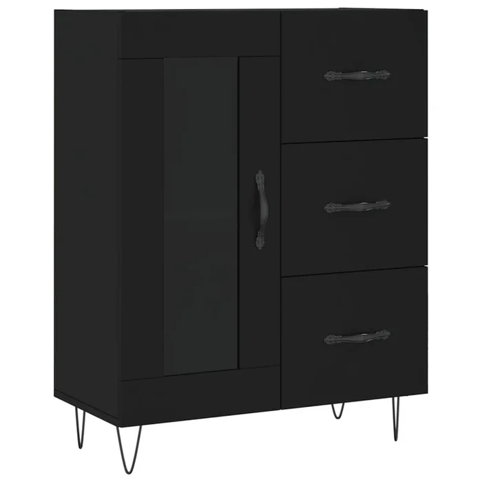 vidaXL Aparador de madera de ingeniería negro 69,5x34x90 cm (11)
