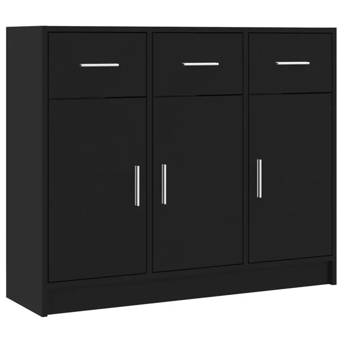 vidaXL Aparador de madera de ingeniería negro 91x28x75 cm