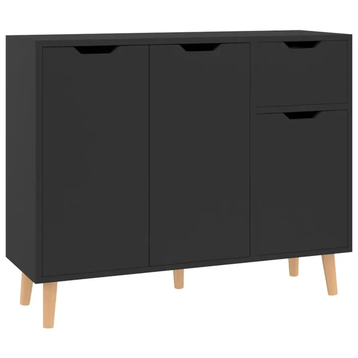 vidaXL Aparador madera de ingeniería negro brillante 90x30x72 cm