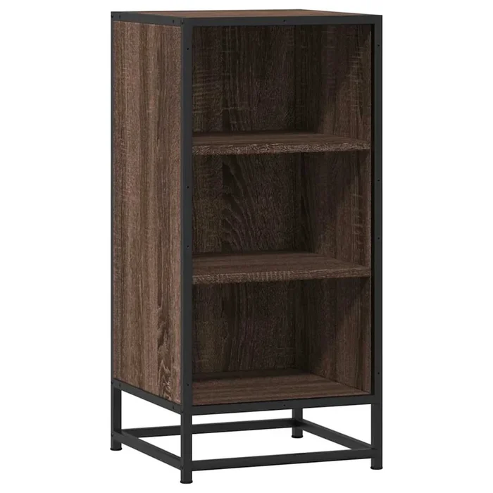 vidaXL Aparador madera ingeniería y metal marrón roble 35,5x35x76 cm (5)