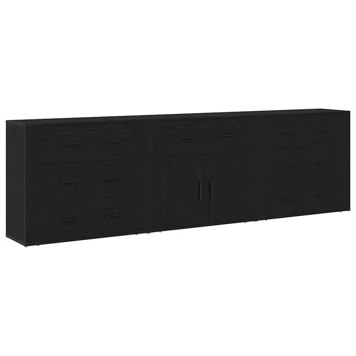 vidaXL Aparador Roble Negro 240 x 33 x 70 cm Madera contrachapada