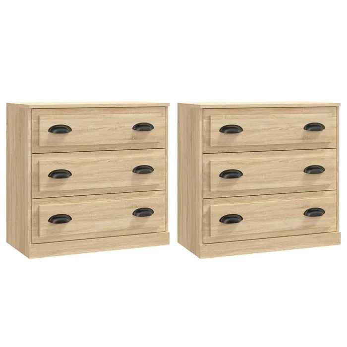 vidaXL Aparadores 2 piezas madera contrachapada color roble sonoma (6)
