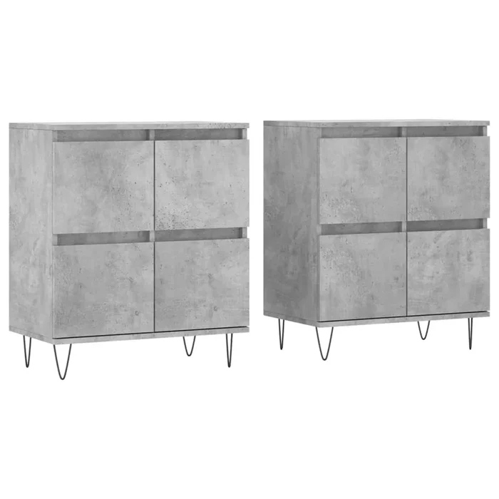 vidaXL Aparadores 2 uds madera contrachapada gris hormigón (5)