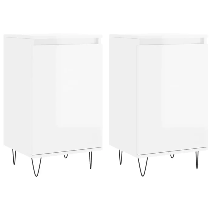 vidaXL Aparadores 2 uds madera de ingeniería blanco brillo 40x35x70 cm