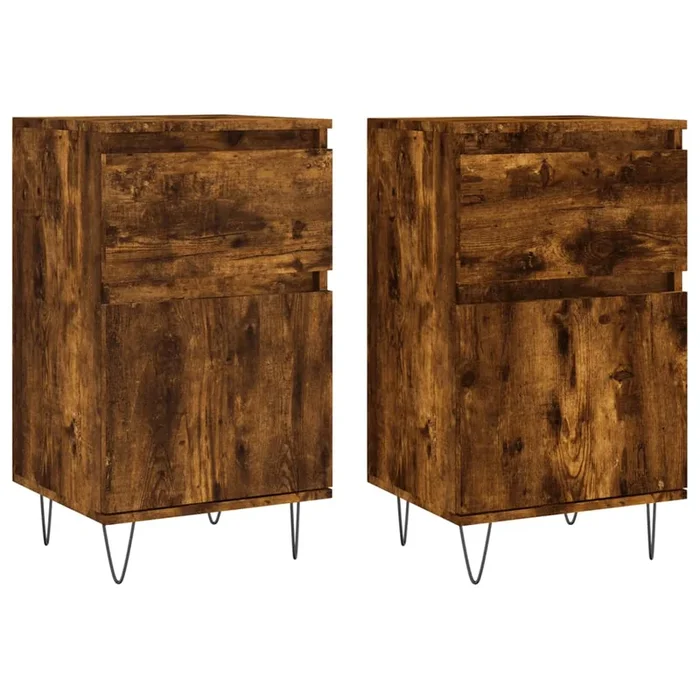 vidaXL Aparadores 2 uds madera de ingeniería roble ahumado 40x35x70 cm (3)