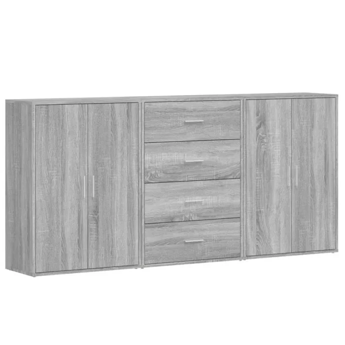 vidaXL Aparadores 3 uds madera de ingeniería gris Sonoma 60x31x84 cm