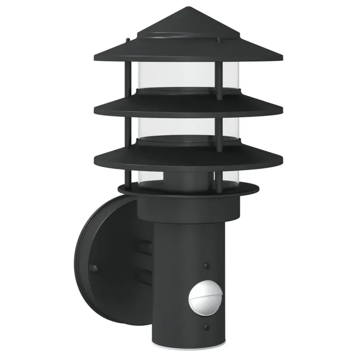 vidaXL Aplique de exterior con sensor acero inoxidable negro (3)