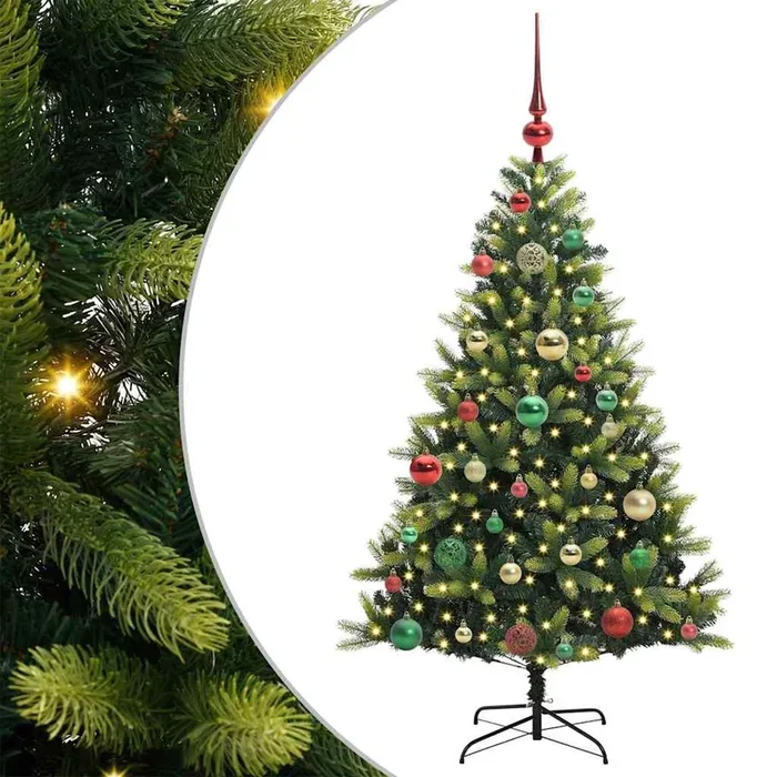 vidaXL Árbol de Navidad Artificial Articulado 150 LEDs Verde 120 cm (4)
