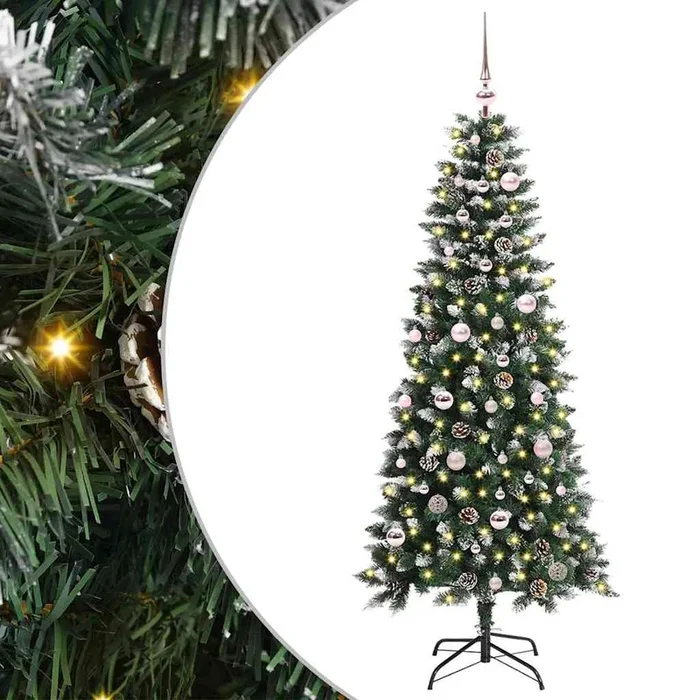 vidaXL Árbol de Navidad artificial con 150 LED Verde 66 x 66 x 150 cm (5)