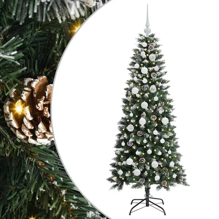vidaXL Árbol de Navidad artificial con 150 LED Verde 66 x 66 x 150 cm (6)