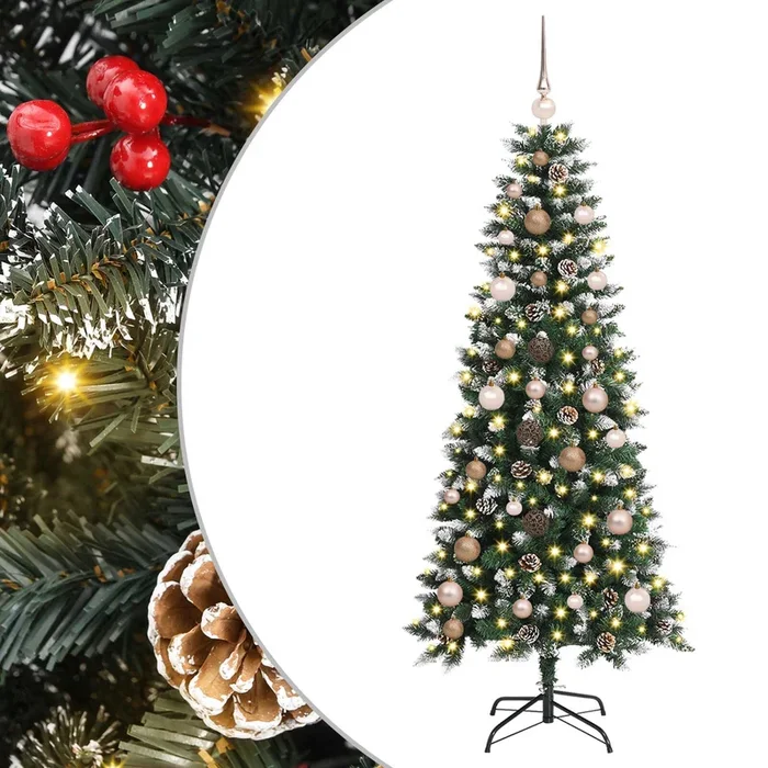 vidaXL Árbol de Navidad artificial con 150 LED Verde 66 x 66 x 150 cm (9)