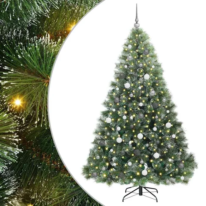vidaXL Árbol de Navidad artificial con 300 LED Verde 210 cm PE y PVC (15)