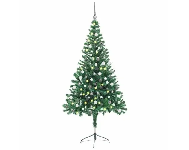vidaXL árbol de navidad artificial con luces y bolas 380 ramas 150 cm | Brico Depôt Alta Qualità
