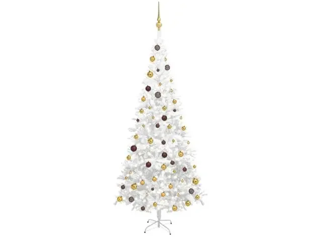 vidaXL árbol de navidad artificial con luces y bolas blanco 240 cm | Brico Depôt All’Ingrosso