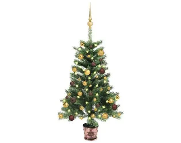 vidaXL árbol de navidad artificial con luces y bolas verde 65 cm | Brico Depôt Moderno