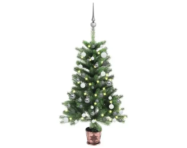 vidaXL árbol de navidad artificial con luces y bolas verde 90 cm | Brico Depôt Di Marca