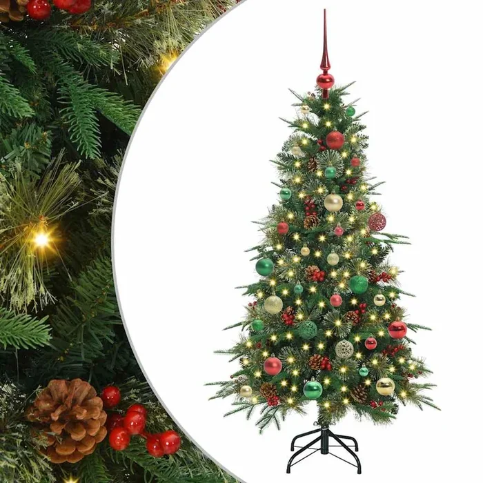 vidaXL Árbol de Navidad artificial con ramas articuladas Verde 150 cm (12)