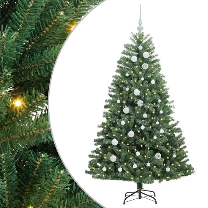 vidaXL Árbol de Navidad artificial con ramas articuladas Verde 150 cm (9)