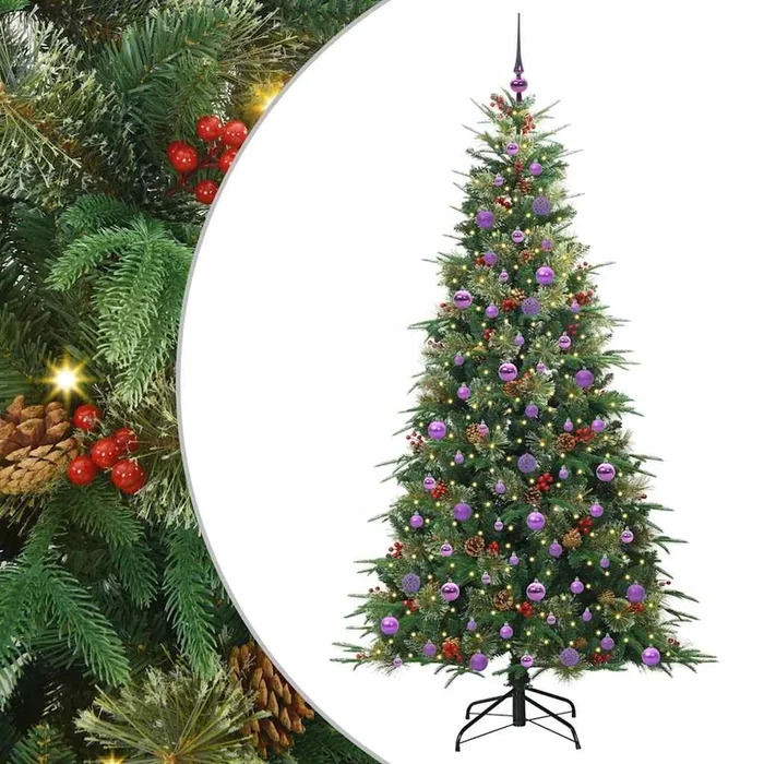 vidaXL Árbol de Navidad artificial con ramas articuladas Verde 210 cm (6)