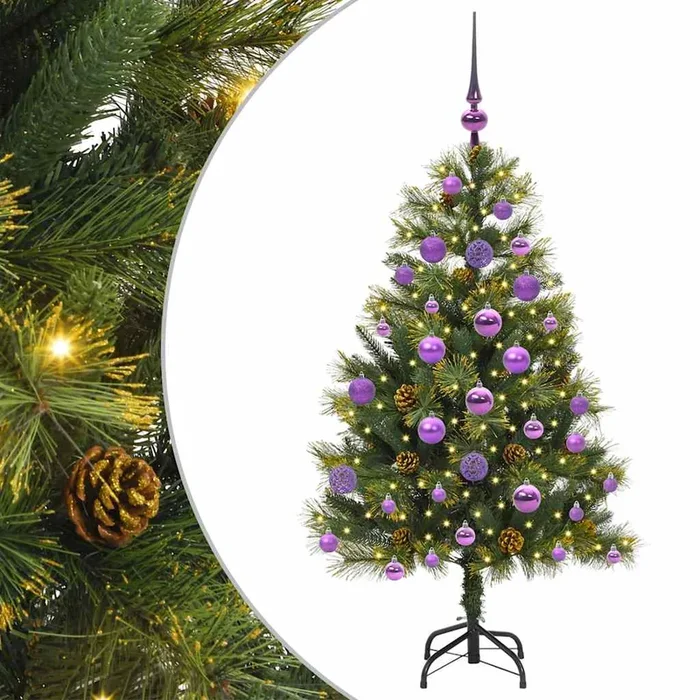 vidaXL Árbol de Navidad artificial con ramas plegables y conos 120 cm