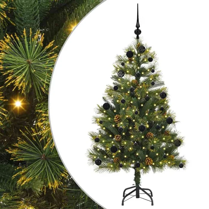 vidaXL Árbol de Navidad artificial con ramas plegables y conos 150 cm (4)