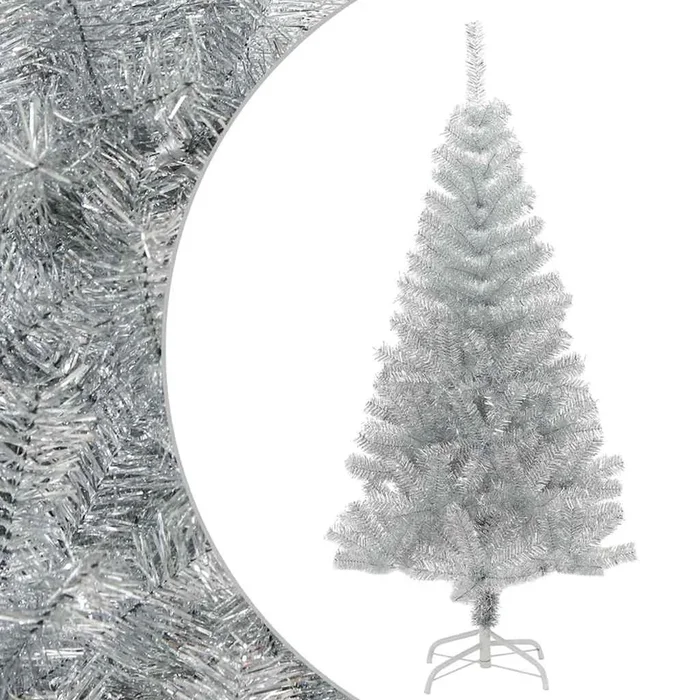 vidaXL Árbol de Navidad artificial con soporte PET plateado 150 cm