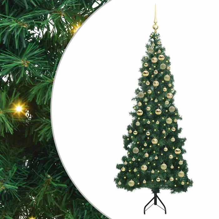 vidaXL Árbol de Navidad Artificial de Esquina Verde 180 cm PVC y Metal (3)