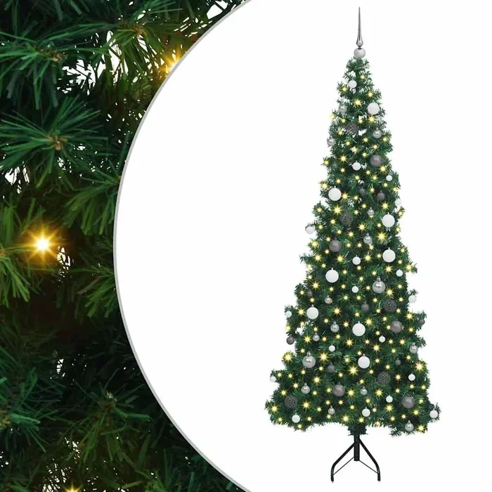 vidaXL Árbol de Navidad Artificial de Esquina Verde 240 cm PVC y Metal (7)