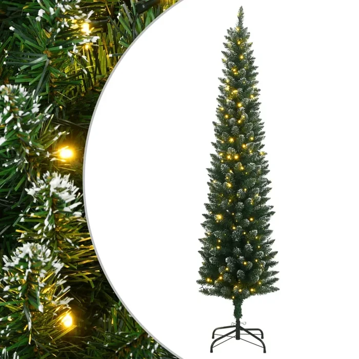 vidaXL Árbol de Navidad artificial estrecho con 300 LEDs 210 cm (2)