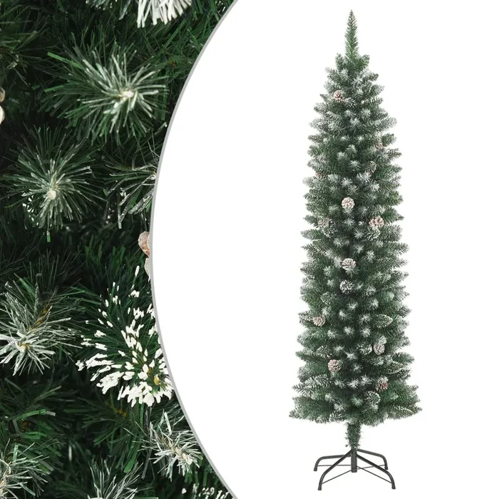 vidaXL Árbol de Navidad artificial estrecho con soporte PVC 240 cm