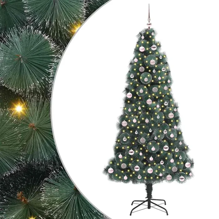vidaXL Árbol de Navidad artificial iluminado con set de bolas 240 cm