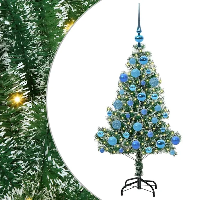 vidaXL Árbol de Navidad Artificial Nevado con Luz LED Verde y 120 cm (7)