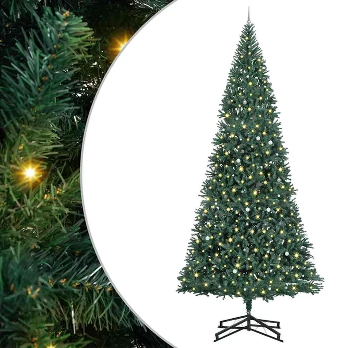 vidaXL Árbol de Navidad Artificial Pre-iluminado con Juego de Bolas (17)