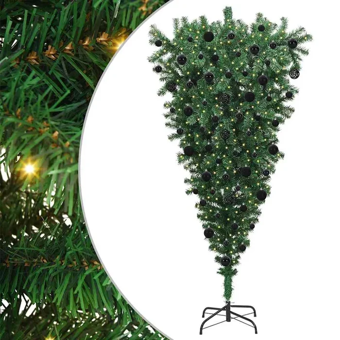 vidaXL Árbol de Navidad artificial preiluminado al revés con juego de bolas (10)
