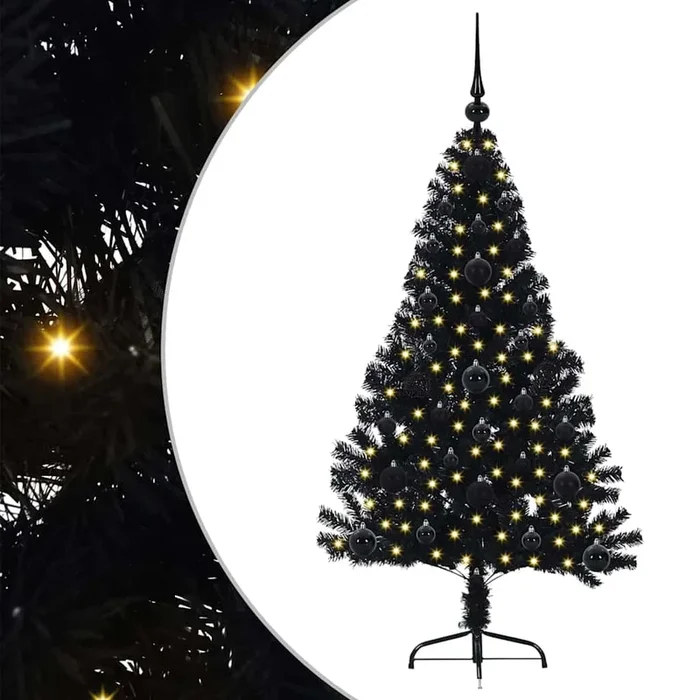 vidaXL Árbol de Navidad Artificial Preiluminado Negro 120 cm PVC (4)