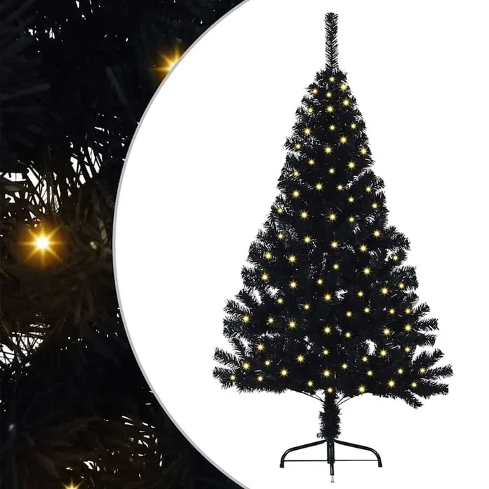 vidaXL Árbol de Navidad Artificial Preiluminado Negro 150 cm PVC (12)