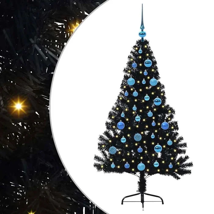 vidaXL Árbol de Navidad Artificial Preiluminado Negro 150 cm PVC