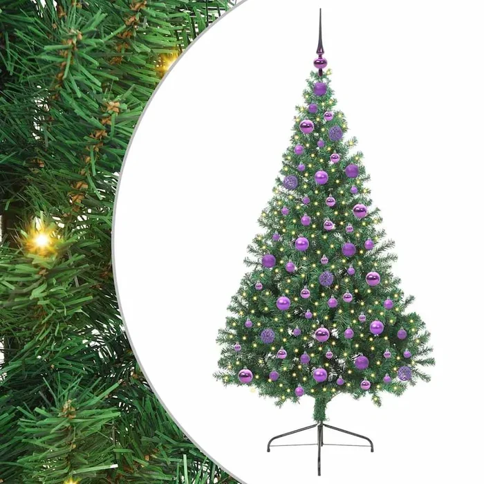 vidaXL Árbol de Navidad Artificial Preiluminado Verde 180 cm PVC (2)