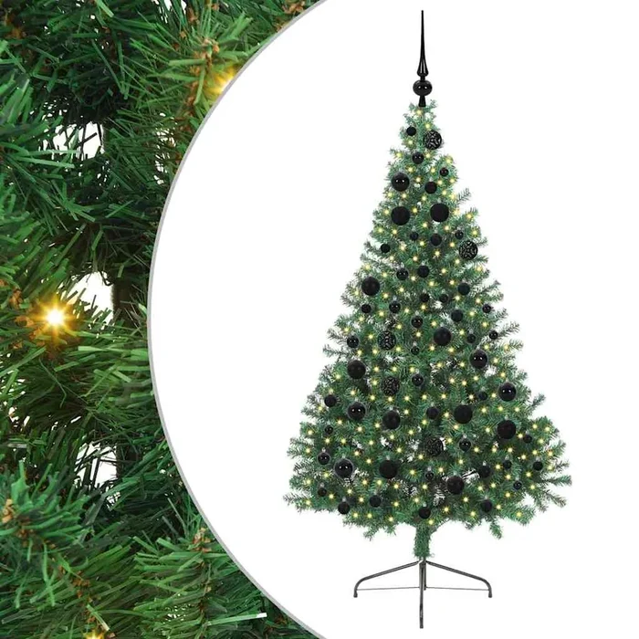vidaXL Árbol de Navidad Artificial Preiluminado Verde 180 cm PVC (4)