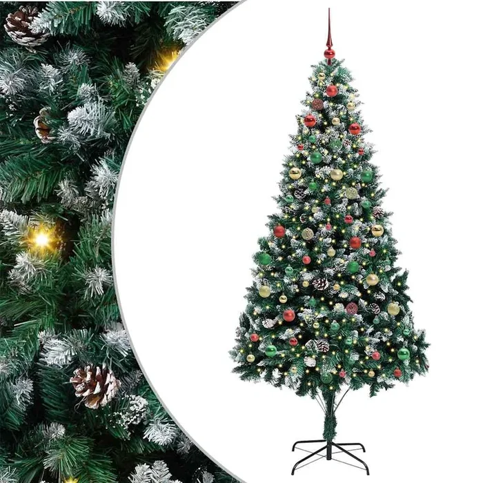 vidaXL Árbol de Navidad artificial Verde 210 cm PVC y Acero y Plástico (5)