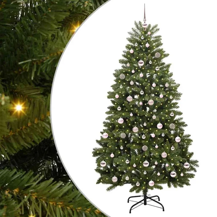 vidaXL Árbol de Navidad artificial Verde 210 cm PVC y Metal (6)
