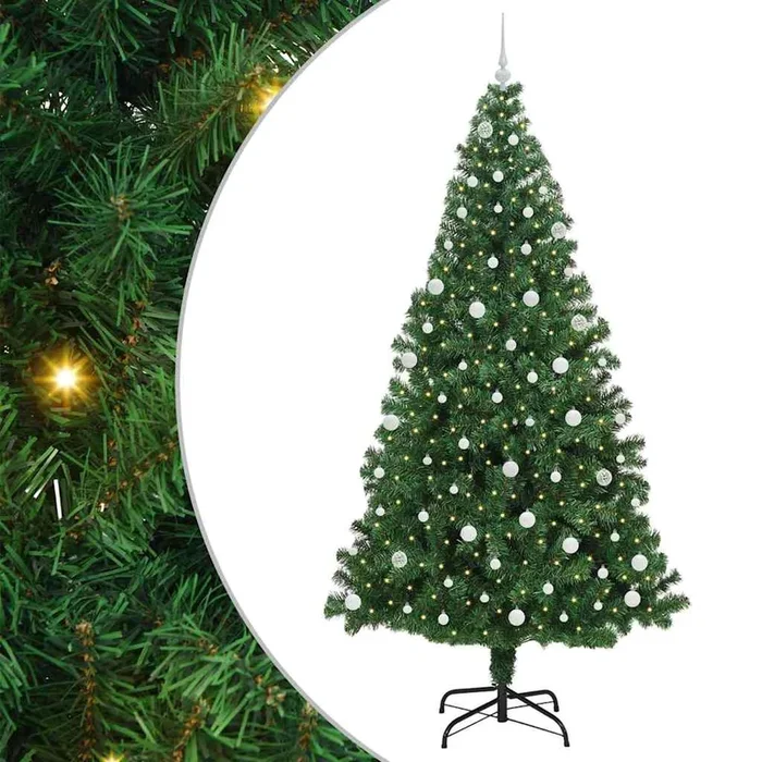 vidaXL Árbol de Navidad artificial Verde 240 cm PVC y Acero y Plástico (16)