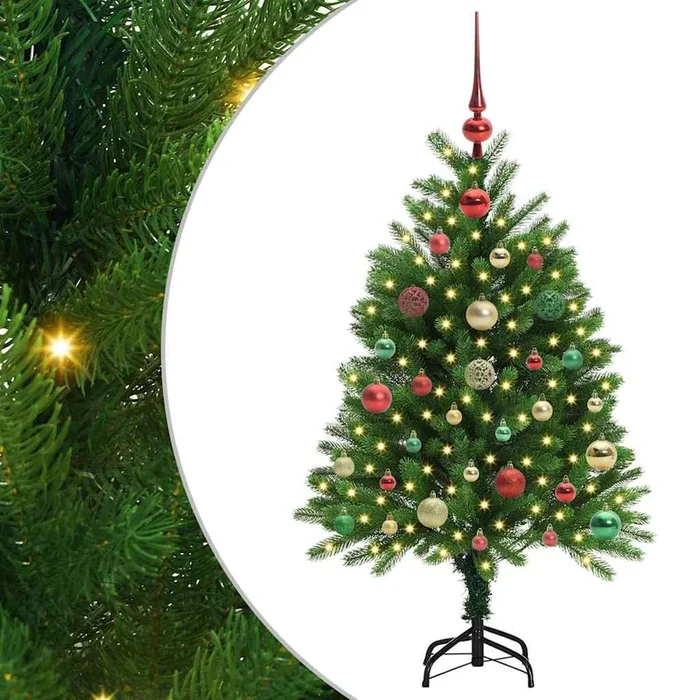 vidaXL Árbol de Navidad con 150 LED con soporte Verde 120 cm PE (7)