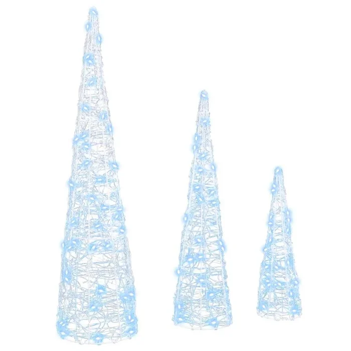 vidaXL Árbol de Navidad con 90 LED 3 pcs frío 20 x 20 x 80 cm Acrílico