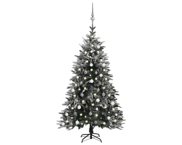 vidaXL árbol de navidad con LED bolas y nieve flocada 180 cm PVC y pe | Brico Depôt Professionale