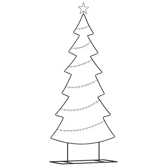 vidaXL Árbol de Navidad de metal con soporte Negro 180 cm Acero (2)