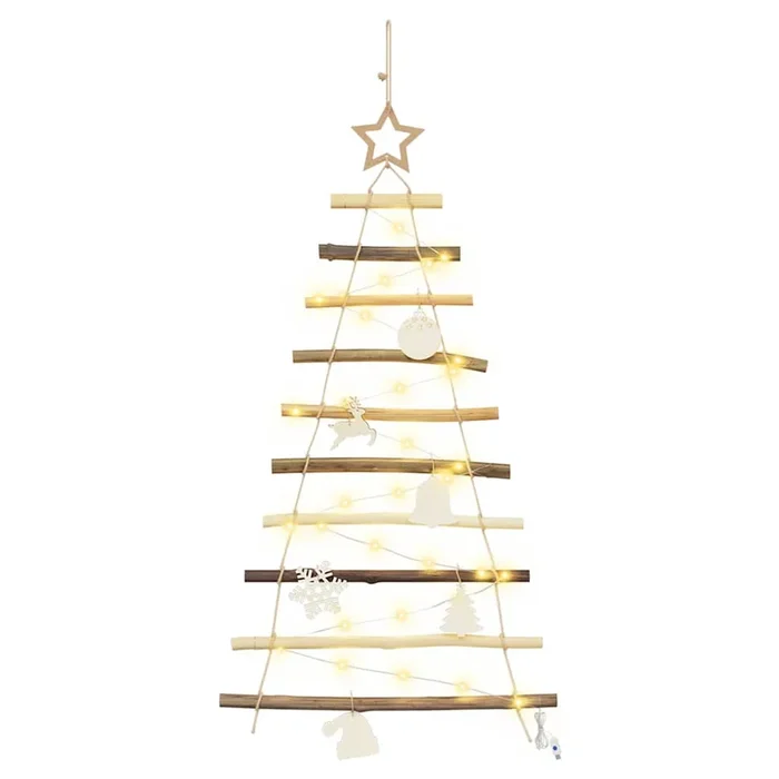 vidaXL Árbol de Navidad Natural 90 cm madera maciza de fresno