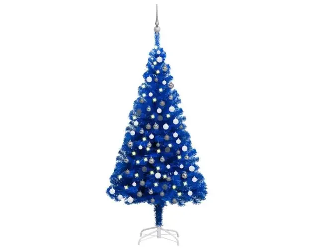 vidaXL árbol de navidad preiluminado con luces y bolas azul 180 cm | Brico Depôt Autentico