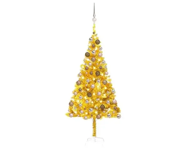 vidaXL árbol de navidad preiluminado con luces y bolas dorado 180 cm | Brico Depôt Lusso