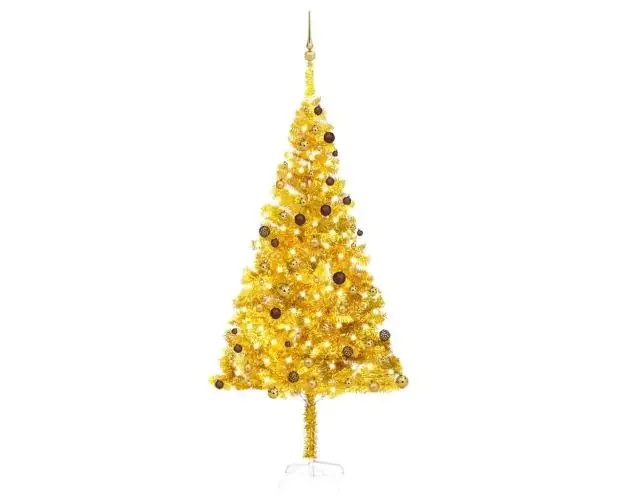 vidaXL árbol de navidad preiluminado con luces y bolas dorado 240 cm | Brico Depôt Ultimissimo Modello
